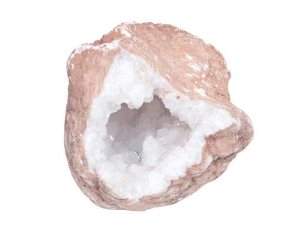 Clear crystal quartz geode with crystalline druzy center — Stock Photo, Image