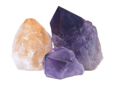 Collection of Ametrine, Citrine, and Amethyst points clipart
