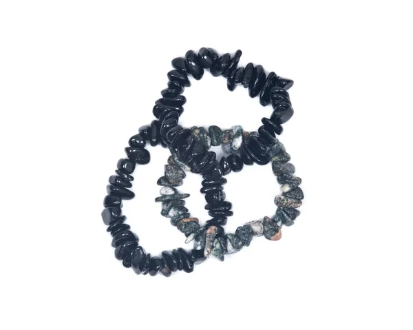 Black Tourmaline and Preseli Bluestone Gemstone Bracelets — Stock Photo, Image