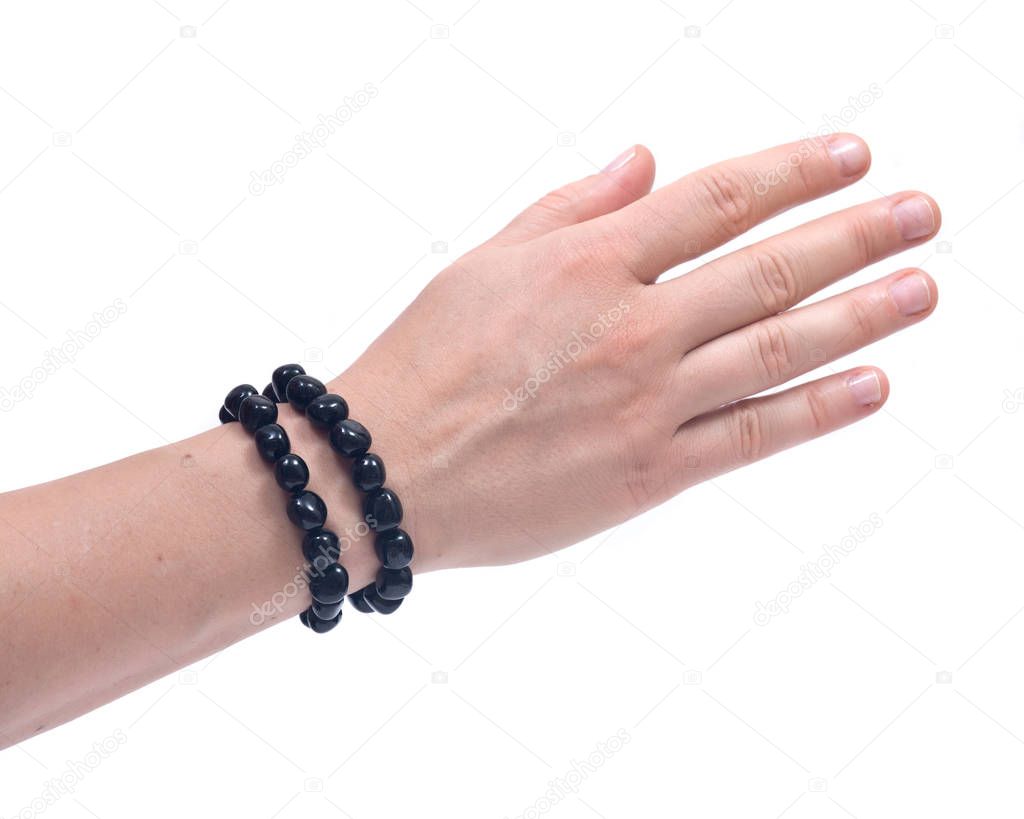 Black Tourmaline Bracelet on woman's wrist