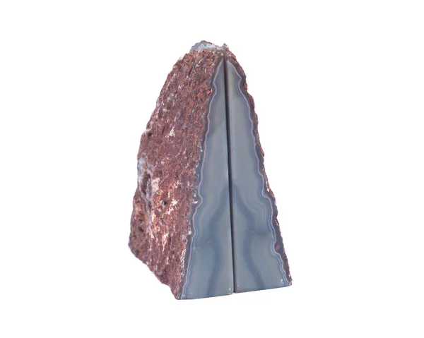 Paar polierte blaue Spitzenachat-Geodenbuchstützen — Stockfoto