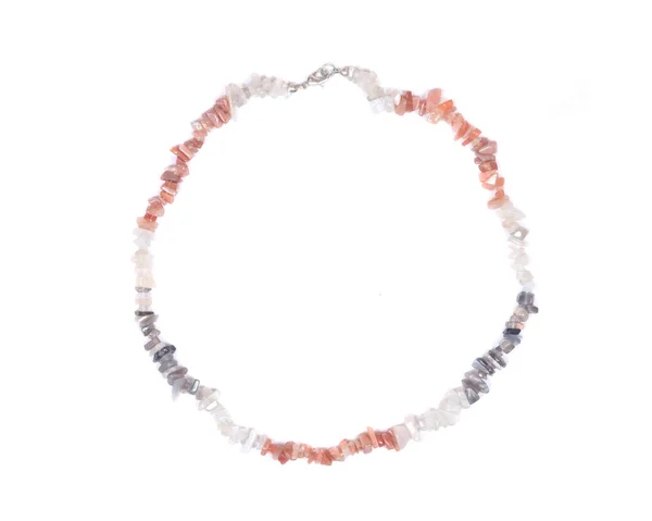 Multi-colored tumbled moonstone chips necklace with clasp — Stock Photo, Image