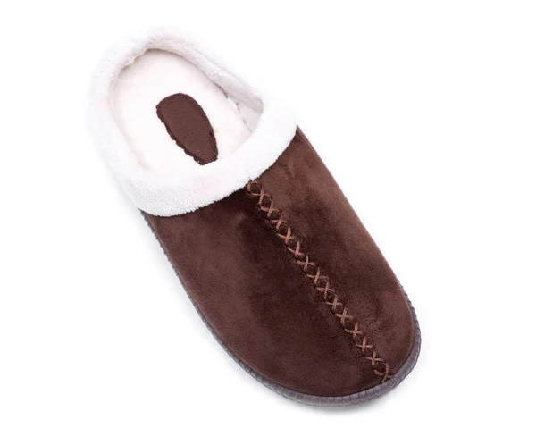 Warme Gezellige Comfortabele Slippers Geïsoleerd Witte Achtergrond — Stockfoto