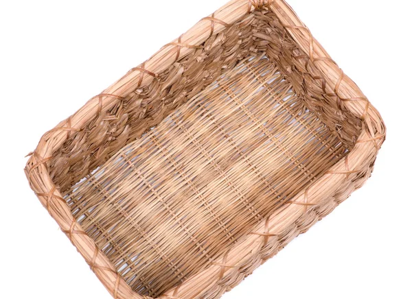 Vintage Natural Rectangular Seagrass Handmade Basket Isolated White Background — Stock Photo, Image