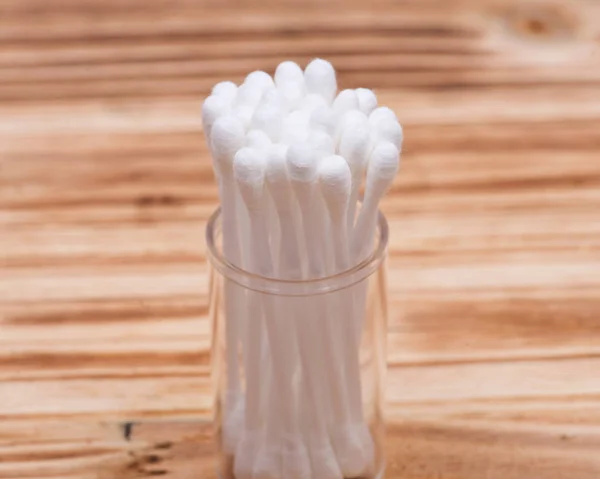 Organic Double End Cotton Ear Make Swabs Buds Wooden Vintage — Stock Photo, Image