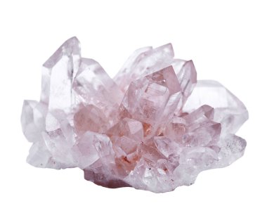 Himalaya net kuvars küme ile beyaz arka plan üzerinde izole hematit kapanımlar
