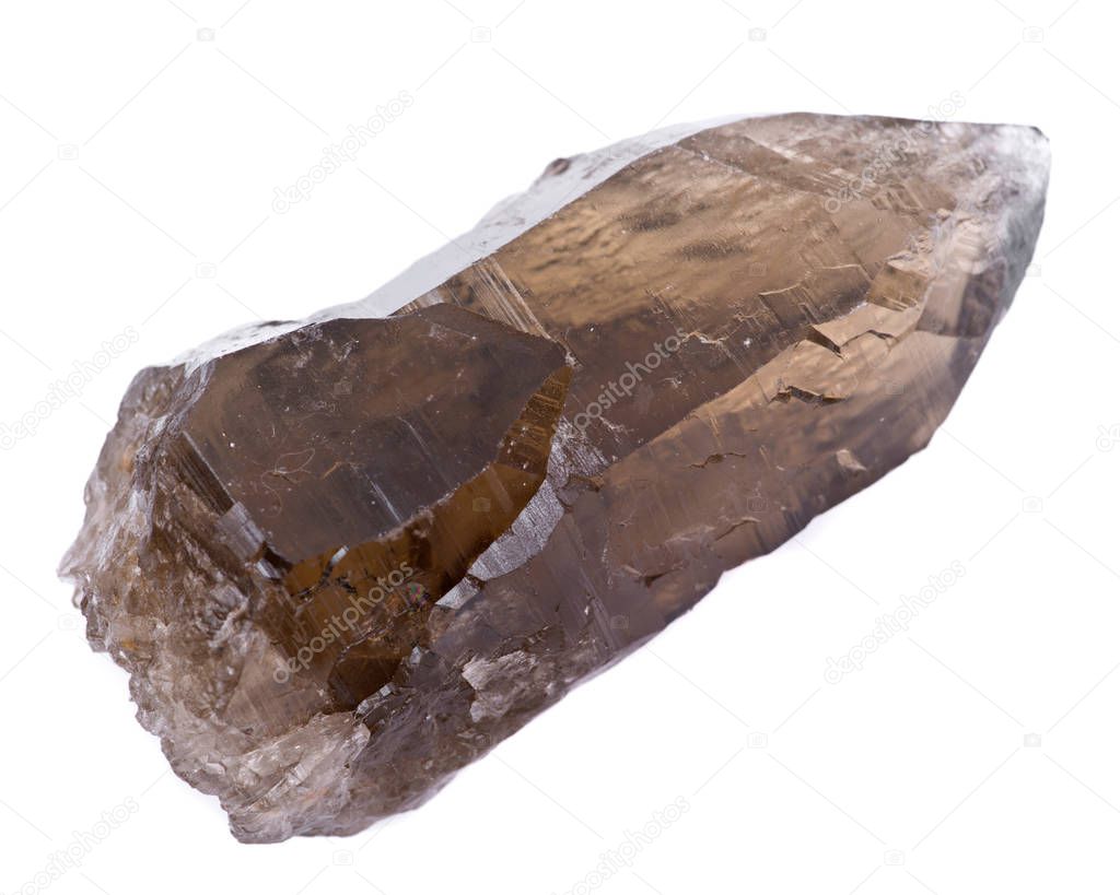 Dark citrine cathedral quartz from Brazil isolated on white background
