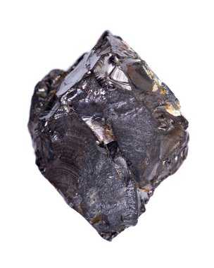 Rusya'dan beyaz arka plan üzerinde izole kaba parlak elit shungite