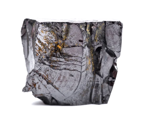 Rusya'dan beyaz arka plan üzerinde izole kaba parlak elit shungite