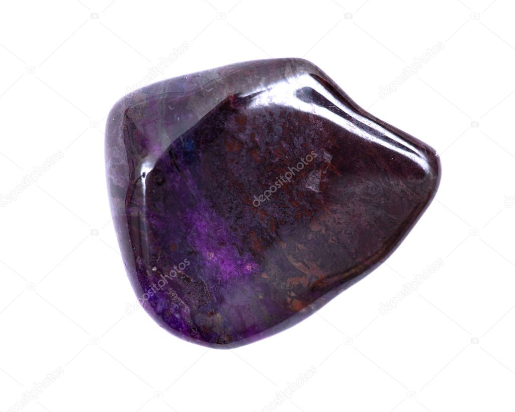 Deep purple Manganese with sugilite tumbled stone from South Africa isolated on white background