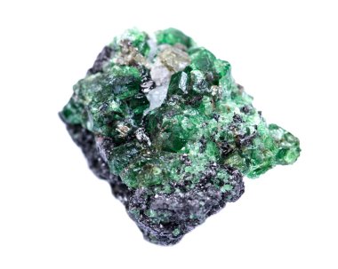 Partially crystallized rough Tsavorite from Tanzania isolated on white background clipart