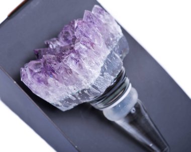 Ametist kuvars Crystal Gemstone şarap Stoper, mükemmel bir şarap hediye, mor kuvars, şişe mantarı, Sevgililer günü, Şubat Birthstone