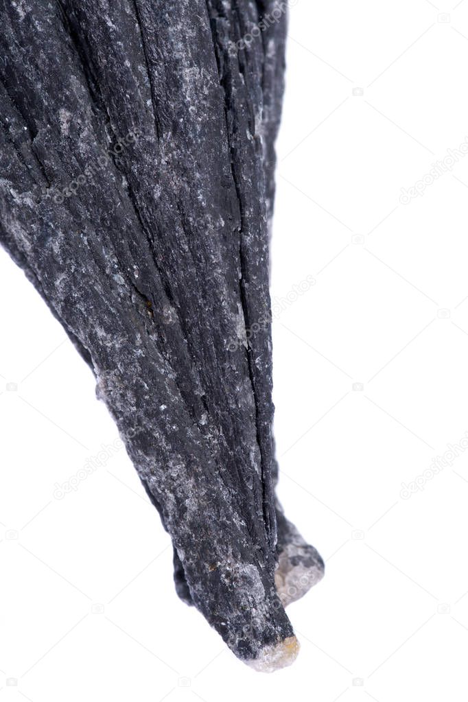 Well defined black Kyanite fan from Brazil, isolated on white background 