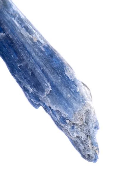 Hoja Kyanite Azul Calidad Gema Semi Translúcida Brasil Aislada Sobre —  Fotos de Stock