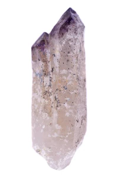 独角兽紫水晶双石英点 在白色背景下分离 — 图库照片