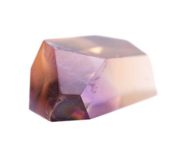 Natural cut ametrine gemstone from Bolivia, isolated on white background clipart