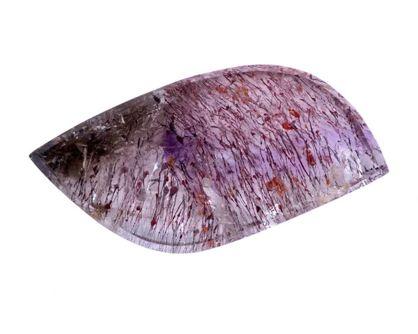 Süper yedi kuvars cabochon üzerinden Espirito Santo, Brezilya, beyaz arka plan üzerinde izole Grand oluşumu 