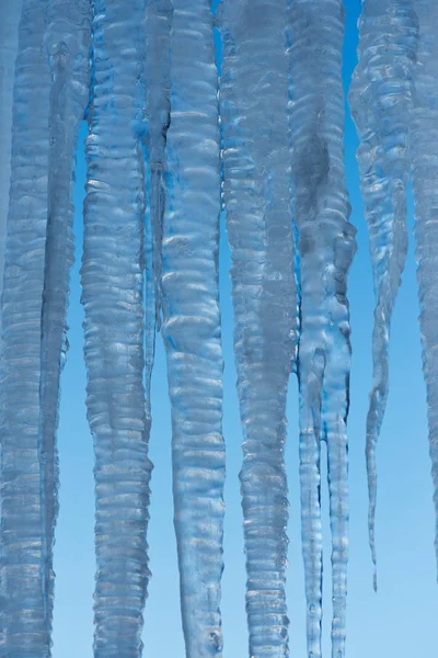 Jégcsap Jég Vagy Elolvadt Napfény Refreezes Hogy Csöpög Kitett Feltételek — Stock Fotó