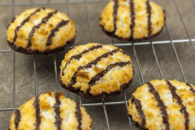 Taze yapılmış çikolata daldırma galvaniz macarons