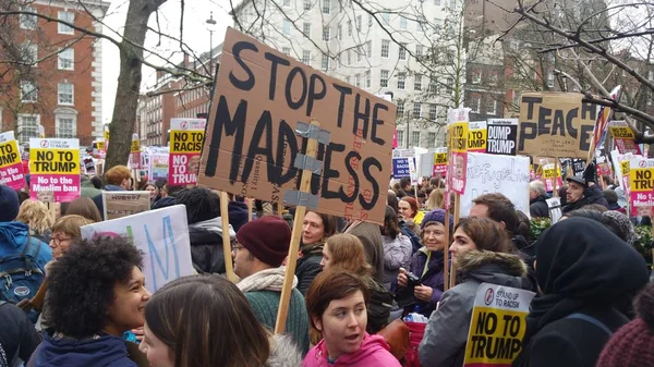 Londra'nın hiçbir Müslüman yasak gösteri yürüyen protestocular