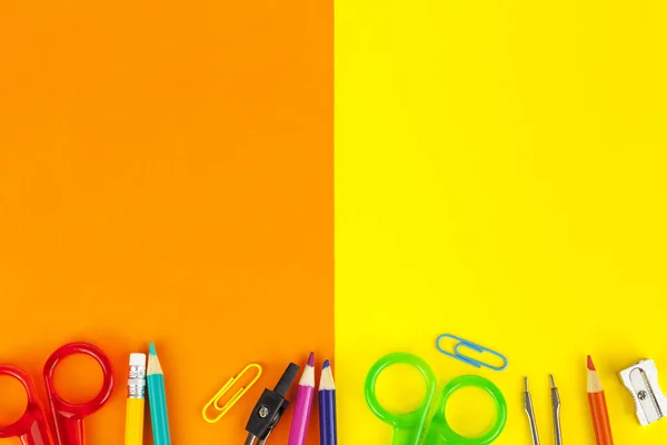 Orange and yellow background with a colouring pencil border — Stock Photo, Image