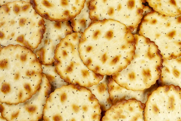 Wafer dunne goudbruine ronde crackers — Stockfoto