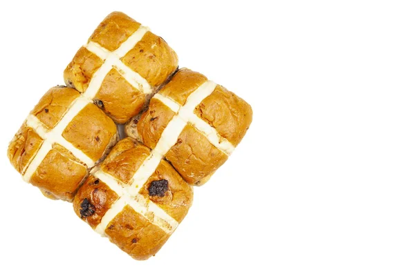 Hot cross buns isolated on a white background ロイヤリティフリーのストック写真
