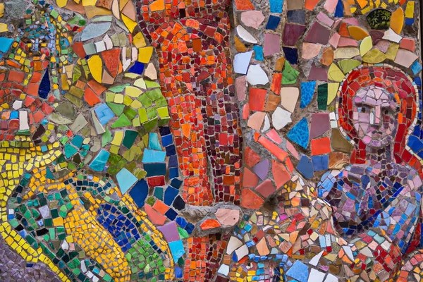 Mosaico Multicolorido Nas Paredes Edifícios Dos Pátios São Petersburgo — Fotografia de Stock