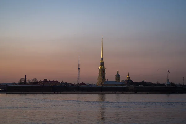 Saint Pétersbourg Crépuscule Forteresse Pierre Paul — Photo