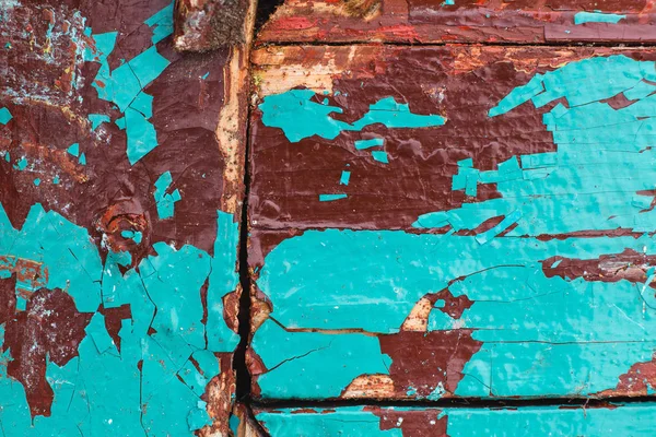 Texture Close Up di vernice peeling colorato scheggiato, coperto con — Foto Stock