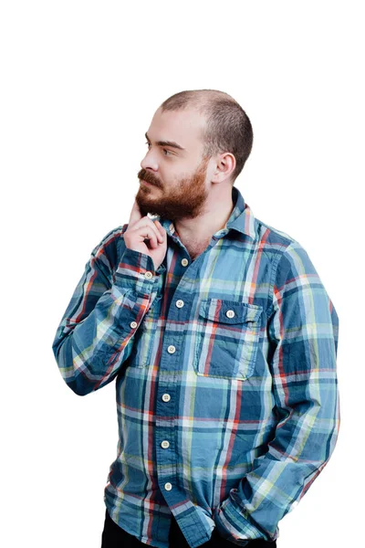 Portrait d'un homme à barbe rouge, chauve et brutal. Blanc isolé b — Photo