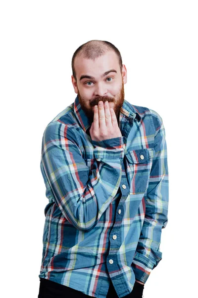 Portrait of a red-bearded, balding male brutal. White isolated b — Stock Photo, Image