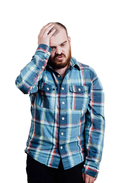 Retrato de un hombre con barba roja, calvo y brutal. Blanco aislado b —  Fotos de Stock