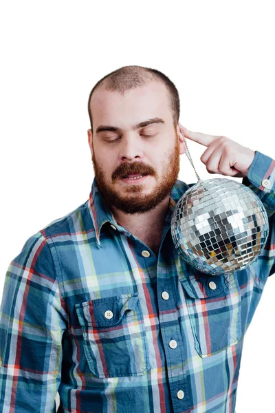 Retrato de um homem de barba vermelha e careca brutal. Branco isolado b — Fotografia de Stock