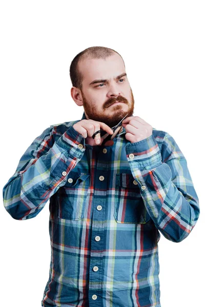 Retrato de un hombre con barba roja, calvo y brutal. Blanco aislado b —  Fotos de Stock