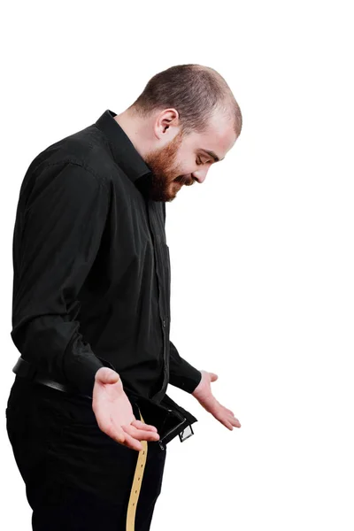 Acımasız bir kırmızı sakallı, saçsız erkek portresi. B beyaz izole