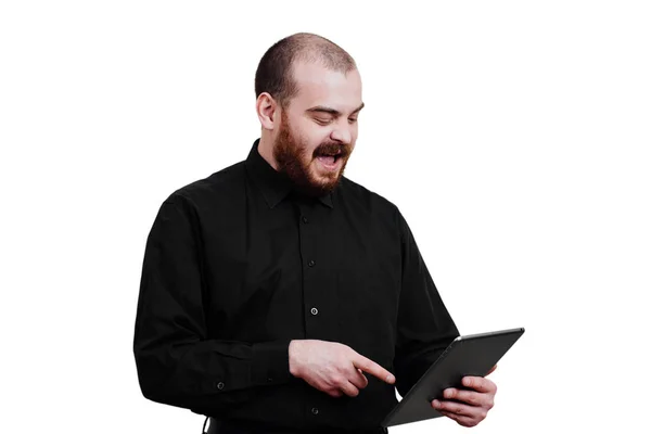 Portrait of a red-bearded, balding male brutal. White isolated b — Stock Photo, Image