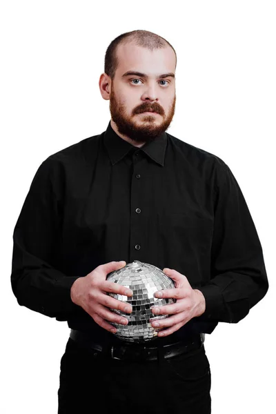 Retrato de un hombre con barba roja, calvo y brutal. Blanco aislado b — Foto de Stock