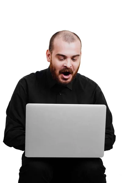 Portrait of a red-bearded, balding male brutal. White isolated b — Stock Photo, Image