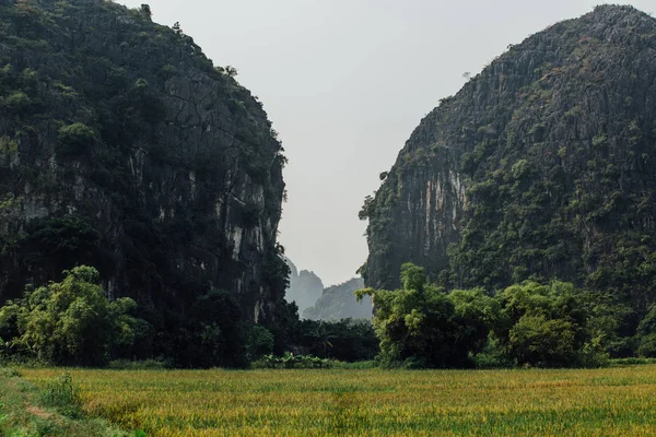 De schilderachtige vallei tussen twee bergen, de rotsen in de t — Stockfoto
