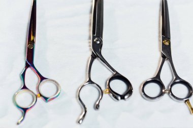 kuaförlük farklı makas ekipman profesyonel kuaför salon tablo.