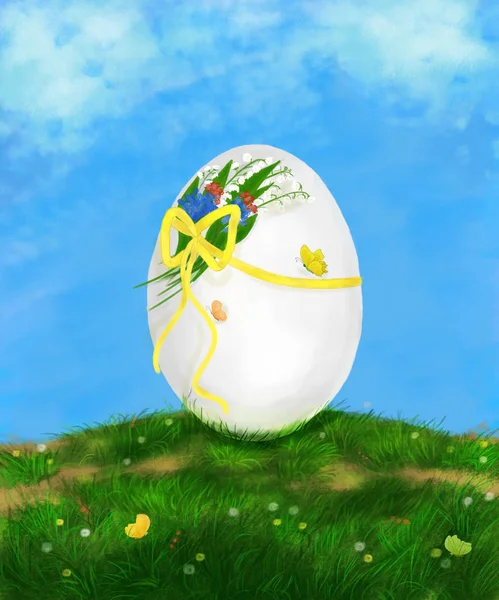 Easter egg on a clearing — Stock Photo, Image