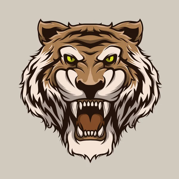 Vector Ilustración Cabeza Tigre Rugiente — Vector de stock