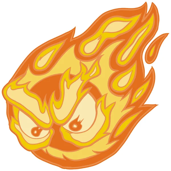 Angry Eyes Fireball Vector Clip Art Cartoon — Stock Vector