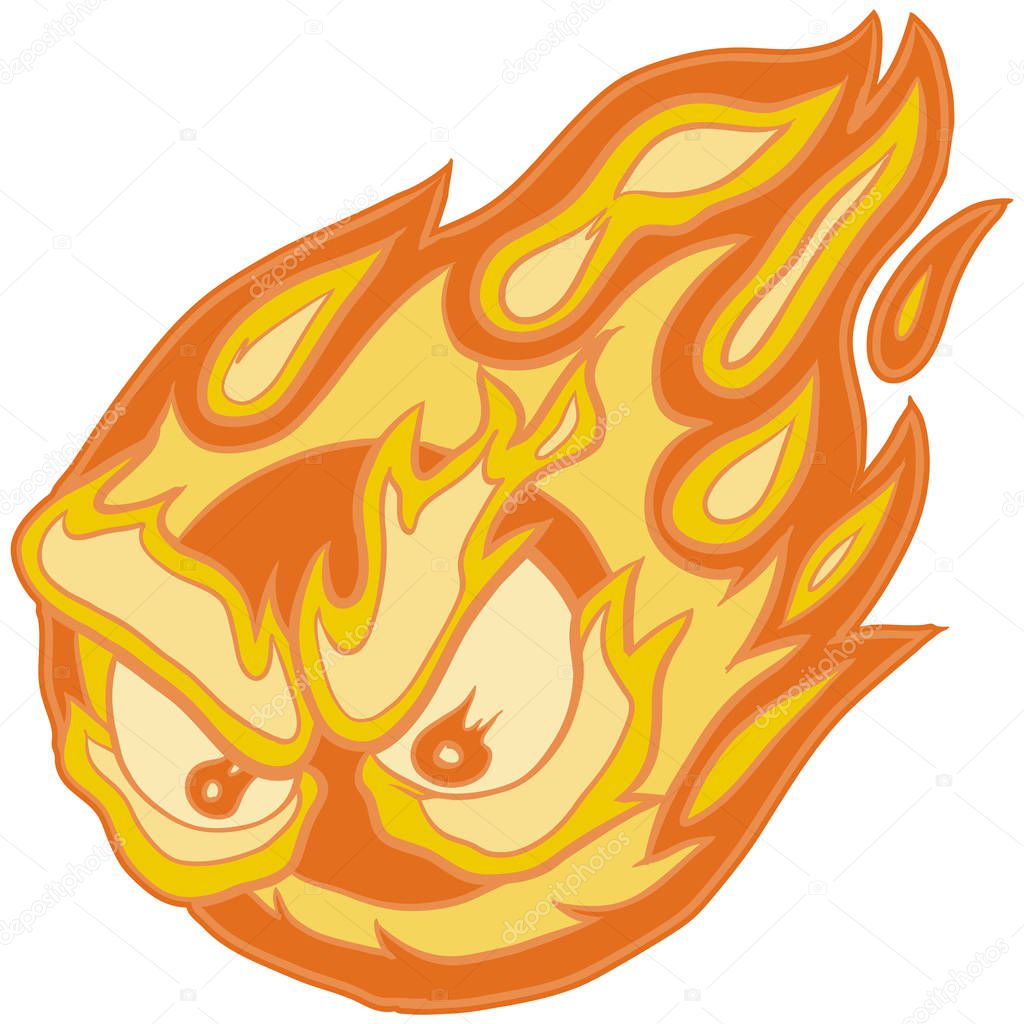 Angry Eyes Fireball Vector Clip Art Cartoon 