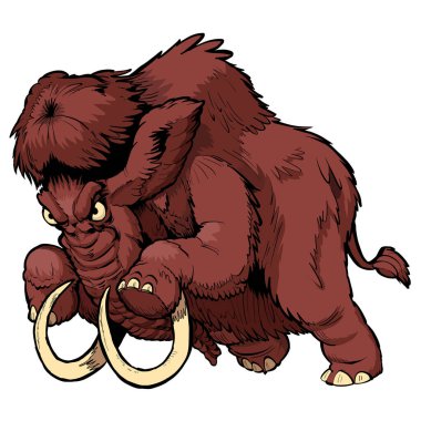 Yünlü Mamut Vektör Çizgi Film Maskotu