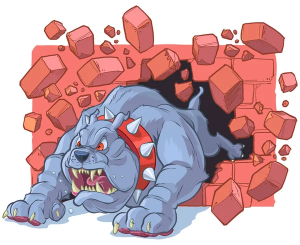 Vector Cartoon Clip Art Illustration Eines Großen Wütenden Harten Bulldoggen — Stockvektor
