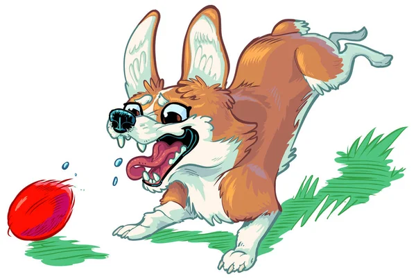 Vektorový Kreslený Klip Ilustrace Roztomilé Šťastné Velšské Corgi Pes Nebo — Stockový vektor