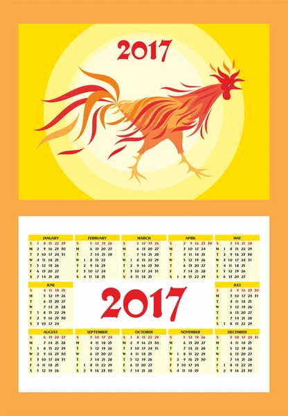 Ardiente calendario de gallos — Vector de stock