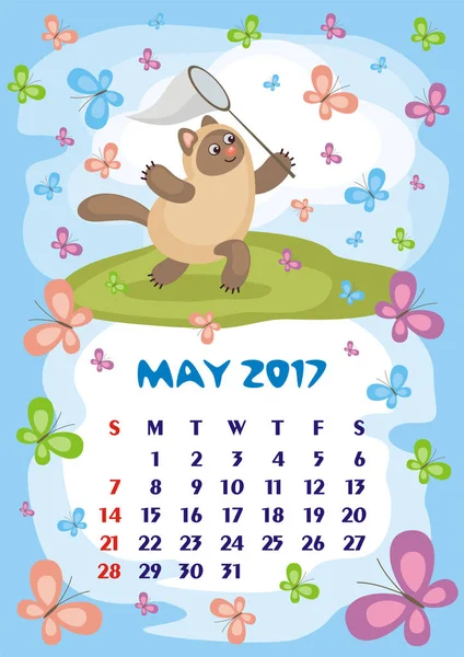 Mayo 2017 Calendario — Vector de stock